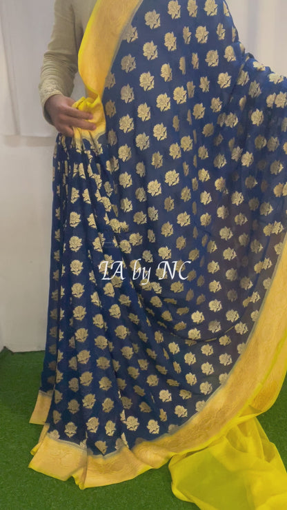 German Banarasi Pure Khaddi Georgette Saree