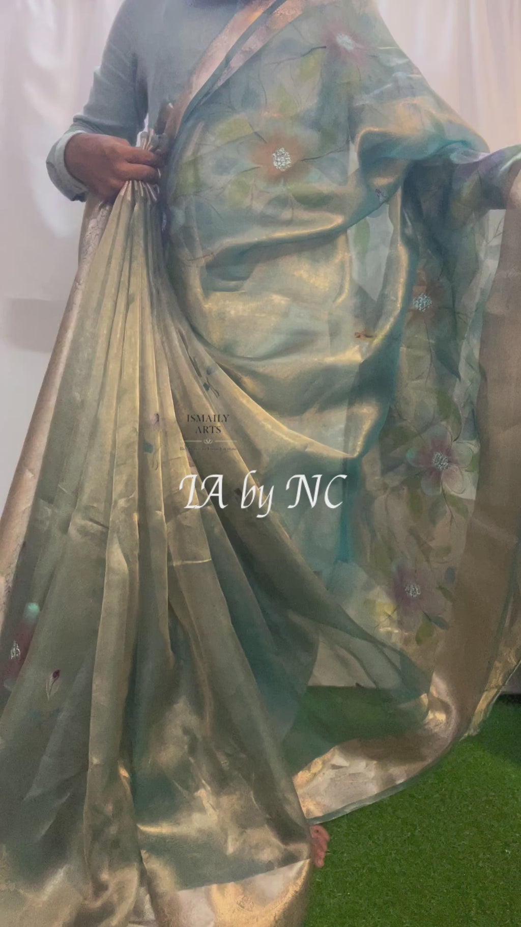 Turquoise Banarasi Pure Tissue Silk Saree