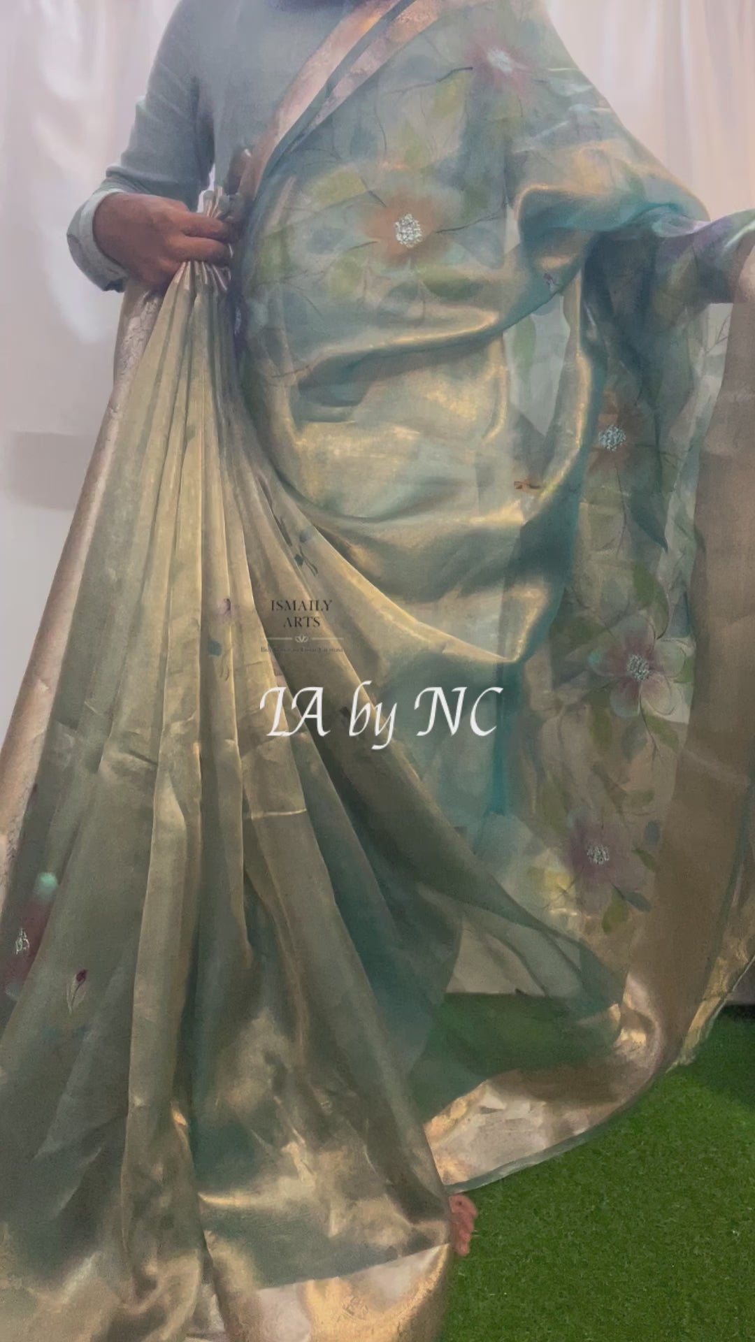 Turquoise Banarasi Pure Tissue Silk Saree