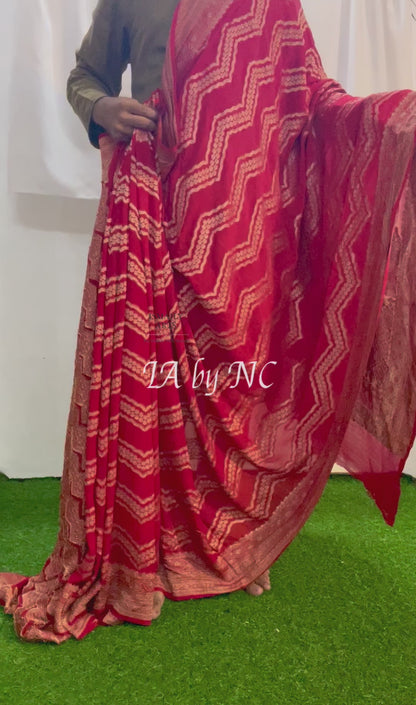 Crimson Banarasi Pure Khaddi Georgette Saree