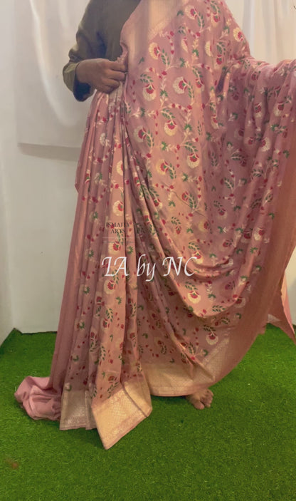 Flamingo Banarasi Pure Munga Silk Saree