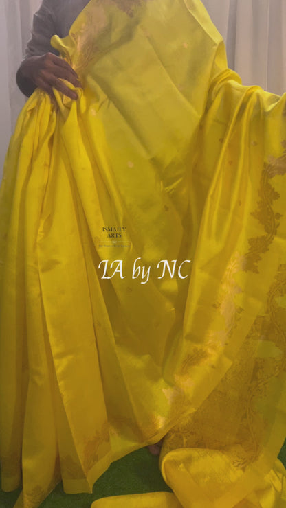 Bumblebee Banarasi Pure Katan Silk Mango Kadwa Saree