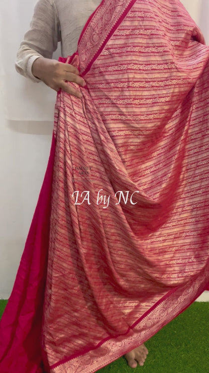 Crimson Banarasi Pure Munga Silk Brocade Saree