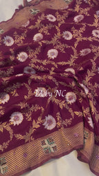 Sangria Banarasi Pure Munga Silk Sona Rupa Handwork Dupatta