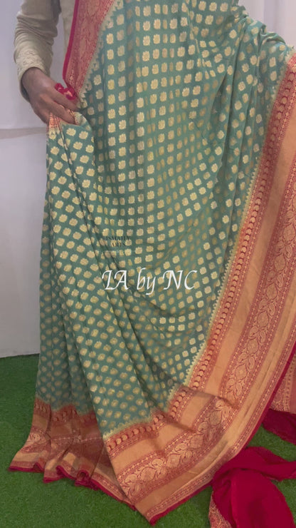 Sage Banarasi Pure Khaddi Georgette Saree