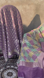 Mauve Banarasi Pure Khaddi Georgette Tissue Dress Materials