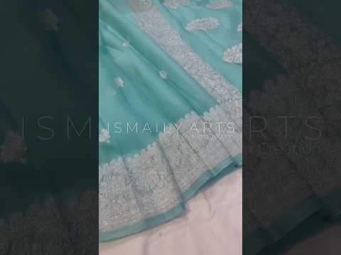 Turquoise Banarasi Pure Khaddi Georgette Kadwa Saree