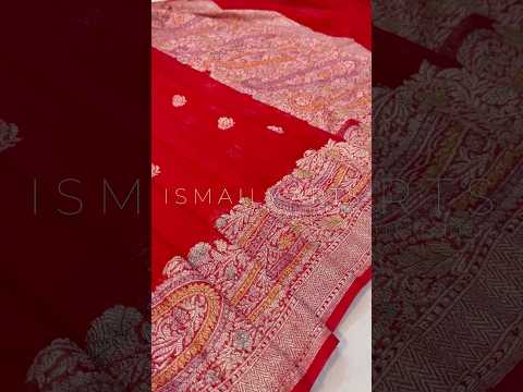 Crimson Banarasi Pure Khaddi Georgette Kadwa Saree