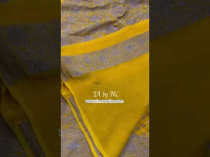 Goldenrod Banarasi Pure Khaddi Georgette Saree