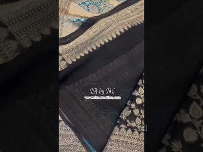 Black Banarasi Pure Khaddi Georgette Saree