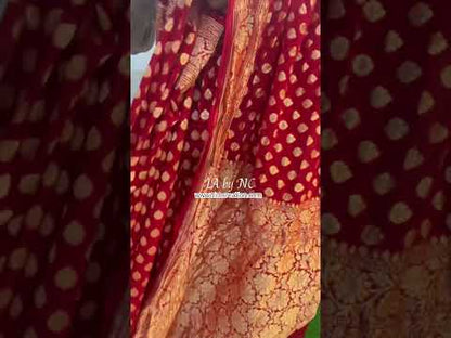 Crimson Banarasi Pure Khaddi Georgette Saree