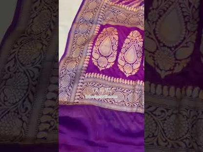 Mulberry Banarasi Pure Chiffon Georgette Saree