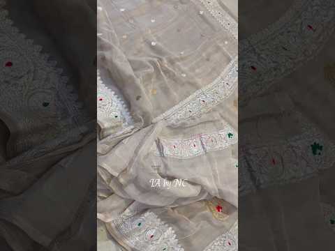 Natural Banarasi Pure Khaddi Tissue Georgette Kadwa Saree