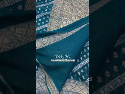 Prussian Banarasi Pure Khaddi Georgette Saree