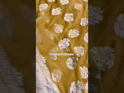 Trombone Banarasi Pure Khaddi Georgette Saree