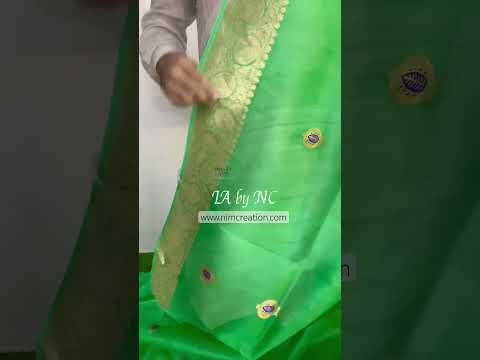 Emerald Banarasi Pure Kora Silk Kadwa Saree