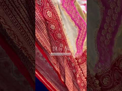 Crimson Banarasi Pure Khaddi Georgette Saree