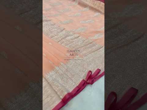 Peach Banarasi Pure Khaddi Georgette Kadwa Saree