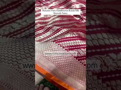 Carmine Banarasi Pure Katan Silk Brocade Pattu Saree