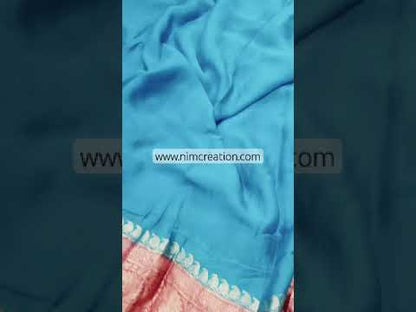 Azure Banarasi Pure Chiffon Georgette Saree