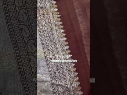 Walnut Banarasi Pure Khaddi Georgette Saree