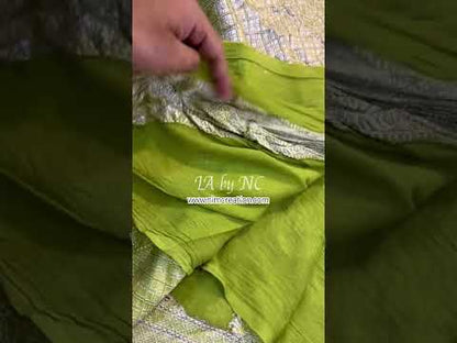 Moss Banarasi Pure Khaddi Georgette Saree