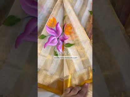 Offwhite Banarasi Pure Tissue Silk Saree