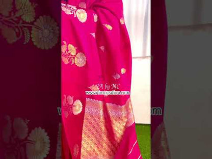 Ruby Banarasi Pure Katan Silk Raw Mango Kadwa Saree