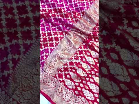 Crimson Banarasi Pure Khaddi Georgette Saree