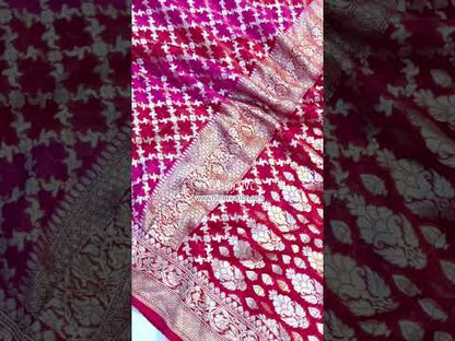 Crimson Banarasi Pure Khaddi Georgette Saree