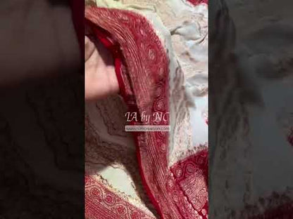 Crimson Banarasi Pure Khaddi Georgette Saree