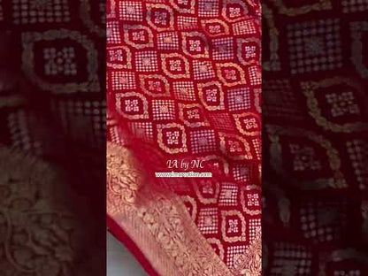 Crimson Banarasi Pure Khaddi Georgette Saree