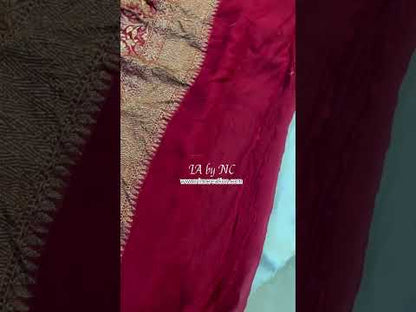 Carmine Banarasi Pure Khaddi Georgette Saree