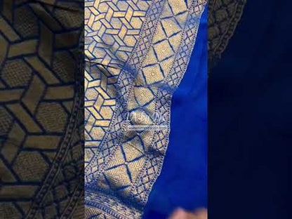 Prussian Banarasi Pure Khaddi Georgette Saree