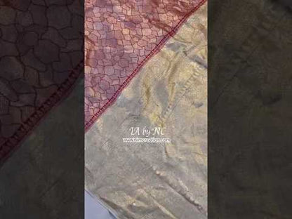 Carmine Banarasi Pure Khaddi Georgette Brocade Saree