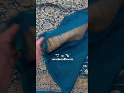 Turquoise Banarasi Pure Khaddi Georgette Saree