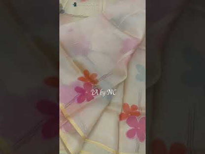 Pale Banarasi Pure Kora Silk Saree