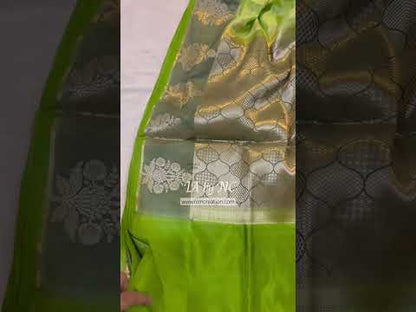 Avocado Banarasi Pure Katan Silk Raw Mango Saree