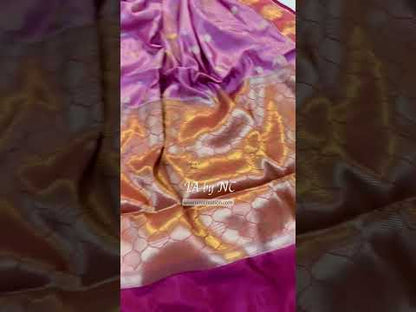 Mulberry Banarasi Pure Katan Silk Raw Mango Saree