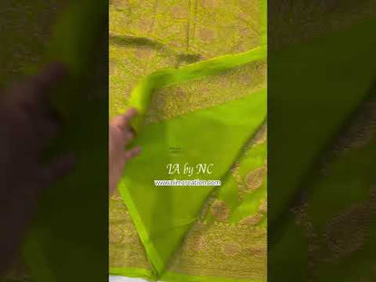 Avocado Banarasi Pure Khaddi Georgette Saree