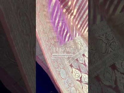 Salmon Banarasi Pure Khaddi Georgette Saree