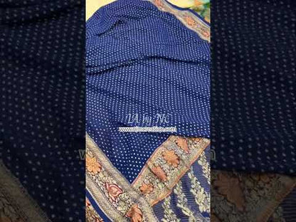 Prussian Banarasi Pure Khaddi Georgette Saree