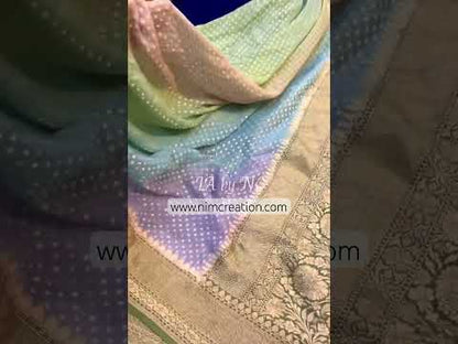 Moss Banarasi Pure Khaddi Georgette Saree