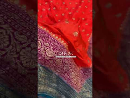 Scarlet Banarasi Pure Khaddi Georgette Crepe Saree
