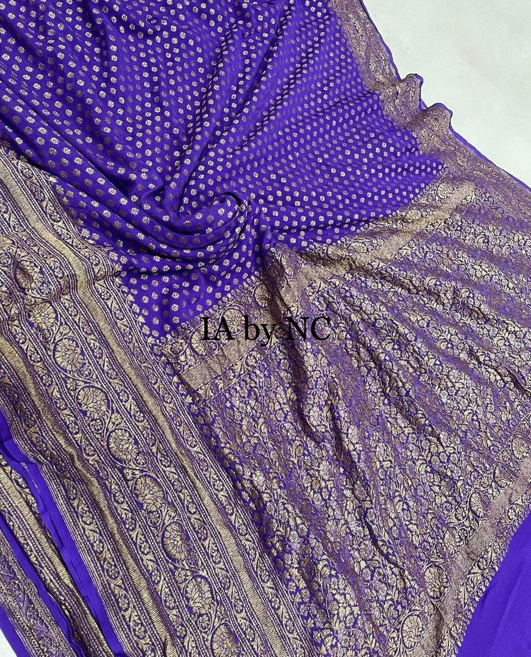 Purple Banarasi Pure Khaddi Georgette Saree