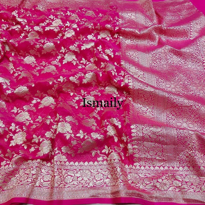 Ruby Banarasi Pure Khaddi Georgette Saree