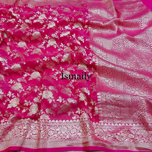 Ruby Banarasi Pure Khaddi Georgette Saree