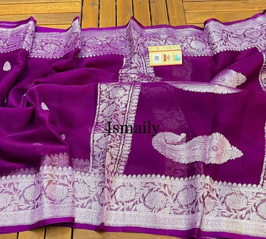 Lollipop Banarasi Pure Khaddi Georgette Kadwa Saree