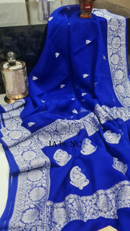 Royal Banarasi Pure Khaddi Georgette Kadwa Saree