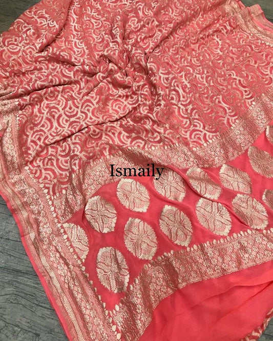 Indian Banarasi Pure Khaddi Georgette Saree